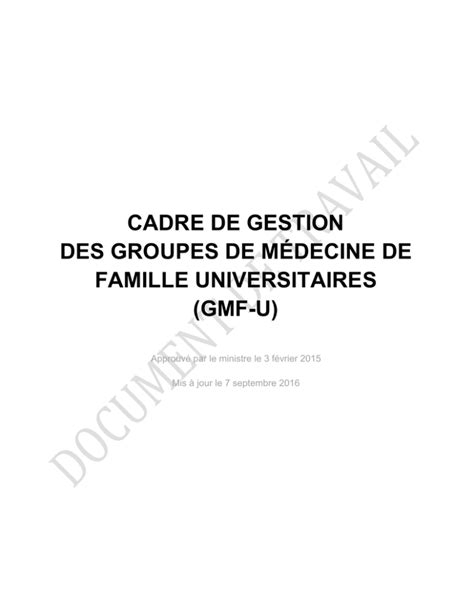 GMF U Département de médecine de famille et médecine d urgence