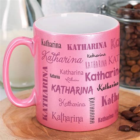 Metallic Tasse Mit Name Pink Gold