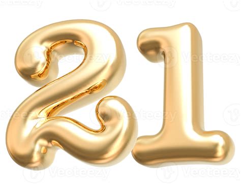 Gold 3d Number 21 36309207 Png