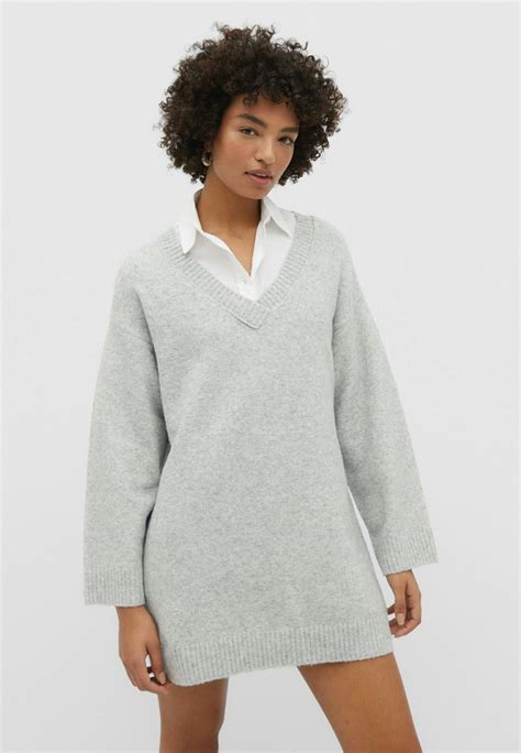 Stradivarius Short Knit Dress 05018561 Strickpullover Greygrau