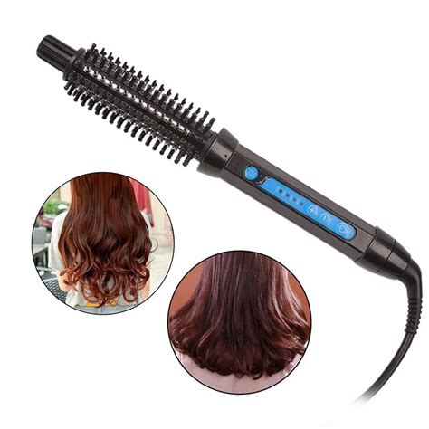 2 In 1 Multifunction Hair Curler Straightener Hair Curling Brush Styling Tool Curling Iron Round ...