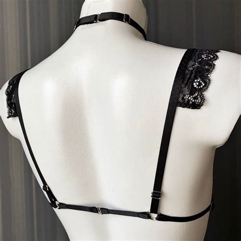 Harness Bra Choker Cage Bra Sexy Lingerie Erotic Etsy