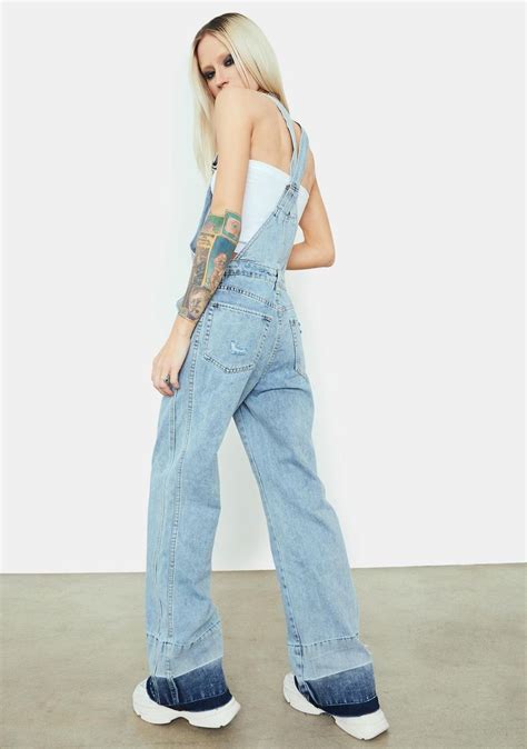 Relaxed Denim Overalls Light Blue Dolls Kill Long Overalls Denim