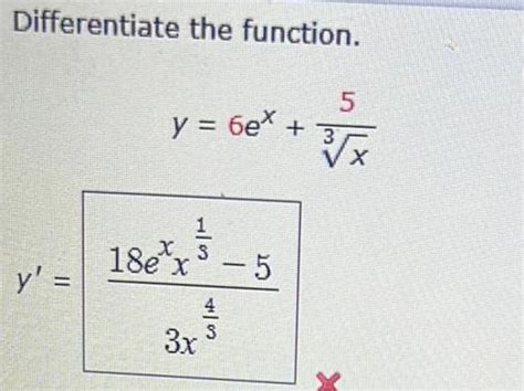 Answered Differentiate The Function Y Y 6e 1 8 18e X 5 3x S