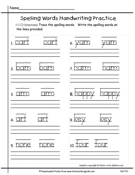 Handwriting Practice For First Graders