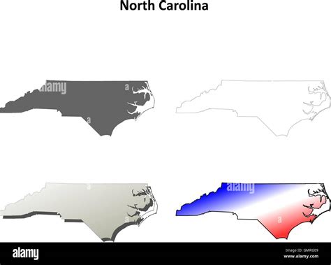 North Carolina Outline Map Set Stock Vector Image Art Alamy