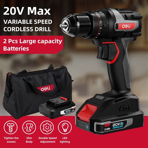 Deli V Max Cordless Impact Drill Driver Kit Inch Power Drill Set