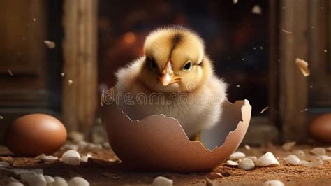 Baby Chick Emerging From Its Shell Embracing The World With Curiosity