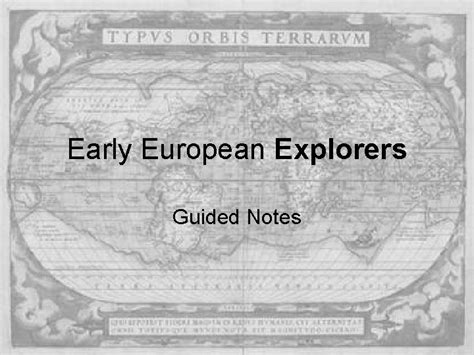 Early European Explorers Guided Notes Early English Explorers
