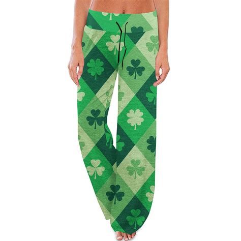 Ehtmsak St Patricks Day Pants Girls Lucky Grid Plus Size Clover Leaf