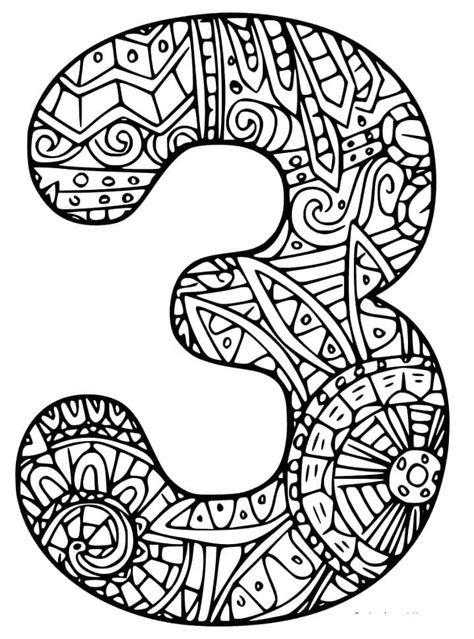 Desenhos De Número 3 Zentangle Para Colorir E Imprimir Colorironlinecom