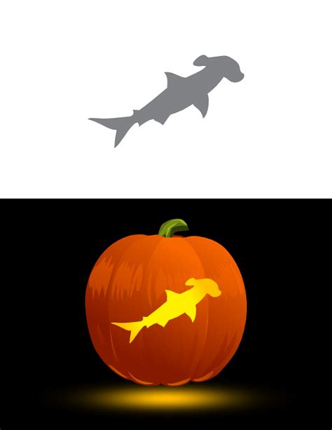 Printable Hammerhead Shark Pumpkin Stencil