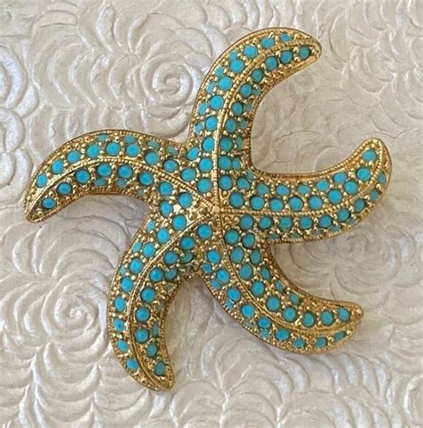 Vintage Starfish Brooch Gem