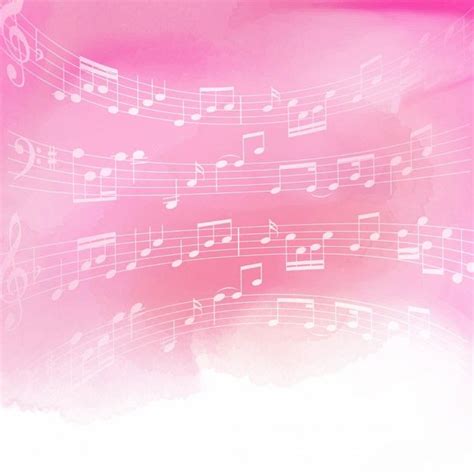 Free Vector Music Notes On A Pink Watercolor Background Artofit