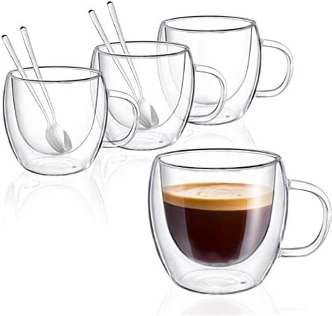 Amazon Glass Coffee Mugs Set Of 2 16 Oz Double Wall Insulated