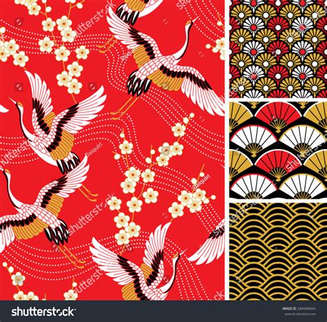 Japanese Pattern Set Seamless Vector Ornaments Stock Vector Royalty Free 284948564 Shutterstock