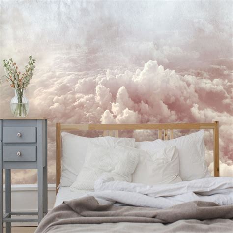 Hand Painted Abstract Clouds Wallpaper Wall Mural Rendering Etsy