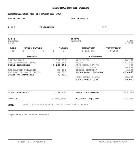 Cómo calcular el sueldo líquido en Chile Liquidacion de sueldo