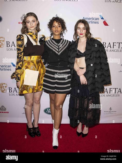 January 4 2020 Los Angeles California Usa L To R Thomasin Mckenzie Taylor Russell And