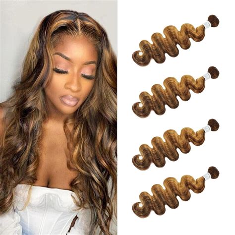 Auroo Honey Blonde Highlight Human Hair Bundles Brazilian