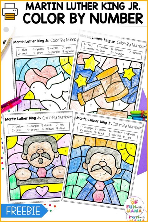 Martin Luther King Jr Color By Number Printable Fun With Mama