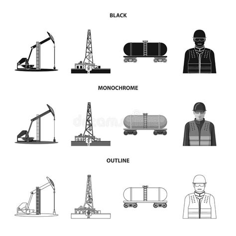 Isolated Object Of Oil And Gas Sign Collection Of Oil And Petrol