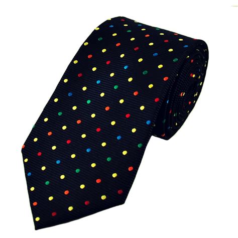 Navy Blue Colourful Polka Dot Silk Tie From Ties Planet Uk