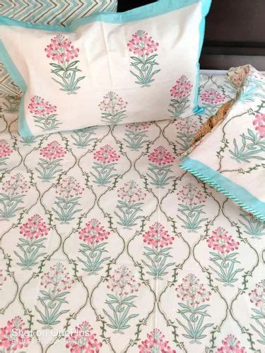 MULTY COTTON HAND BLOCK PRINT BED SHEET DOHAR QUILT SET Size 108 By