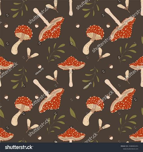 Mushroom Pattern Design Autumn Nature Wallpaper Stock Vector (Royalty ...