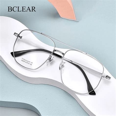 Bclear Desgin Pure Titanium Men Classic Double Bridge Glasses Optical Frame Luxury Ultra Light