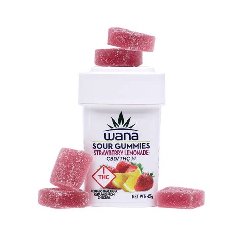 Wana Cbd Sour Gummies 11 Strawberry Lemonade 100mg Rec