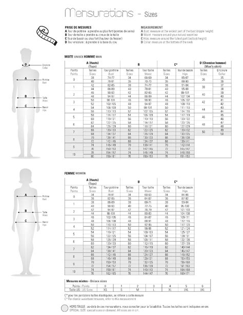 Guide Des Tailles Tableau Des Tailles Commande Sur Mesure France