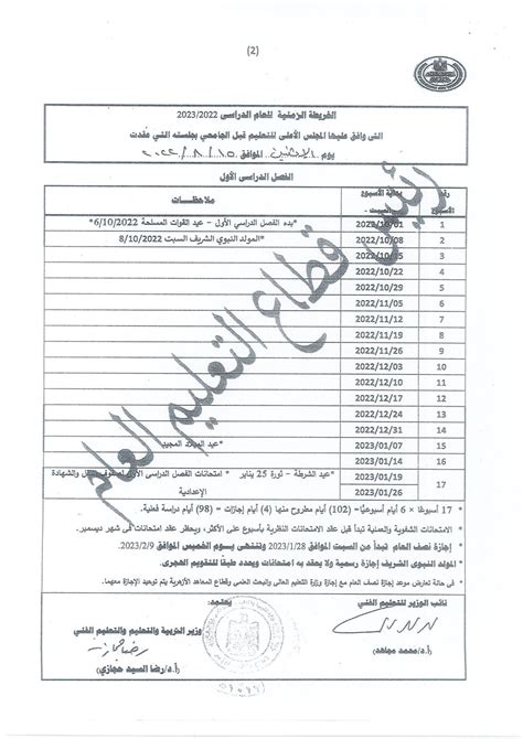 تعرف على الخريطة الزمنية للعام الدراسي 2023 Pdf