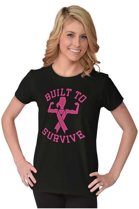 Built To Survive Breast Cancer Awareness Tees Shirts Tshirts For Womens