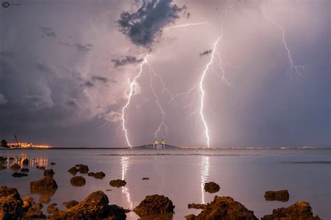 Incredible Lightning Show Electrifies Sunshine Skyway Bridge Florida