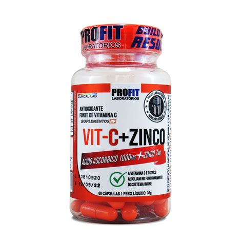 Vitamina C 1000mg Zinco 7mg Profit Labs 60 Cápsulas no Shoptime