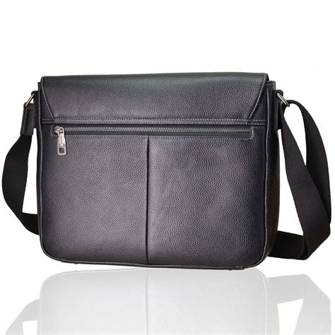 Echtleder Herren Umh Ngetasche Schulter Tasche Messenger Bag Schwarz