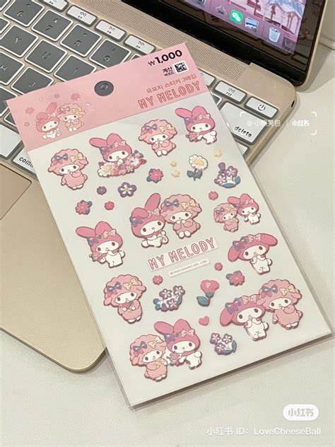 Cute Sanrio Sticker On Open Laptop