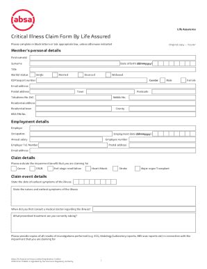 Fillable Online ALAK Critical Illness Claim Form By Life Assured Fax