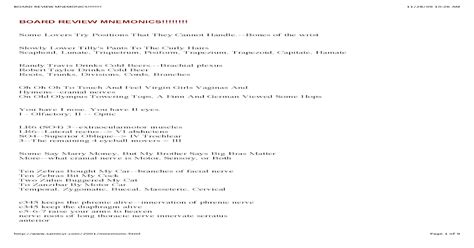 Anesthesia Mnemonics