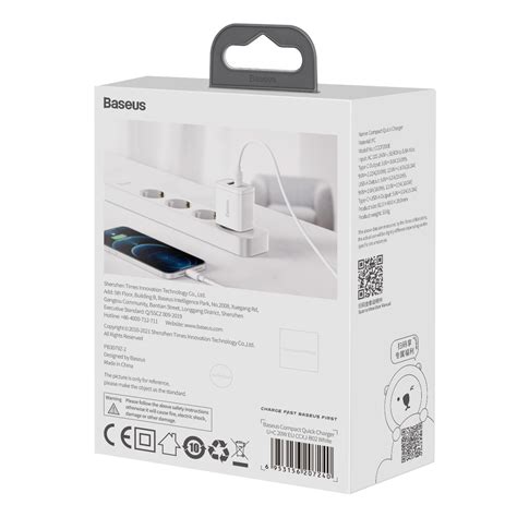 Baseus Compact Quick Charger Usb Type C Usb W A Power Delivery