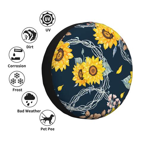 Xmxy Circle Vine Sunflower Spare Tire Cover Universal Waterproof Cover