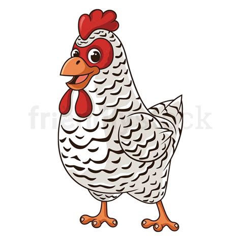 Cartoon Plymouth Rock Chicken Illustration Vector Clip Art Friendlystock