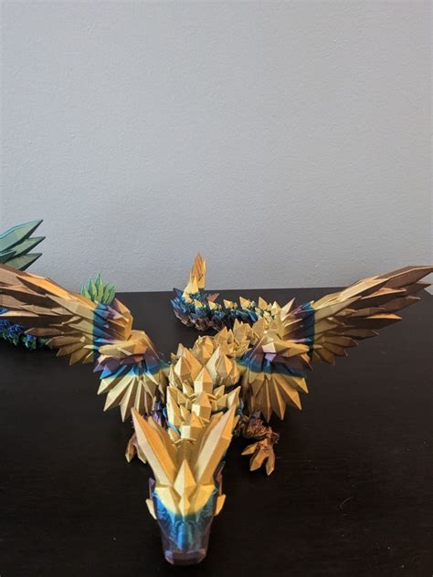 Articulated 3d Printed Crystal Wing Dragon Etsy