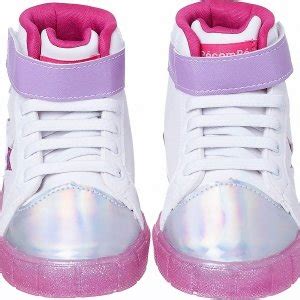 Tenis Infantil Feminino Botinha Glitter Brilhante Branco Branco