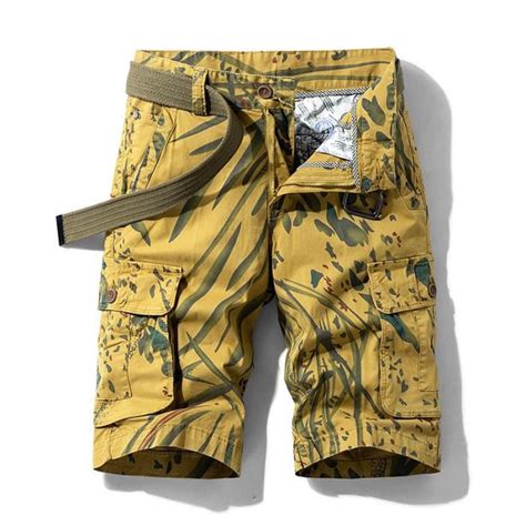 Bermudas Homme Cargo Camouflage Été en Coton Faible Stretch Multi