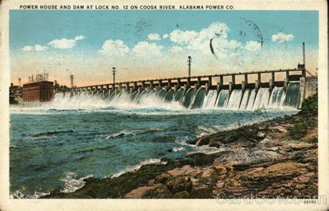 Powerhouse and dam at Lock No. 12, Alabama Power Co Coosa River, AL