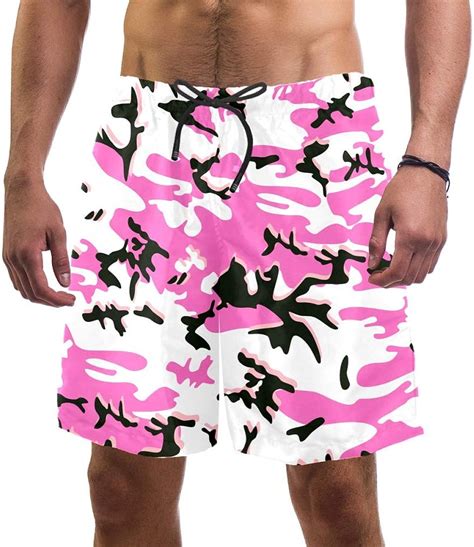 Colorful Camouflage Mens Quick Dry Swim Trunks With Pockets Long