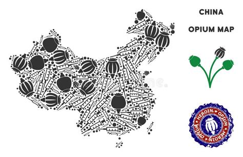 Opium Addiction China Map Mosaic Stock Vector - Illustration of ...