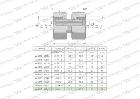 Złączka hydrauliczna metryczna AA M52x2 42L Waryński sklepDLArolnika pl